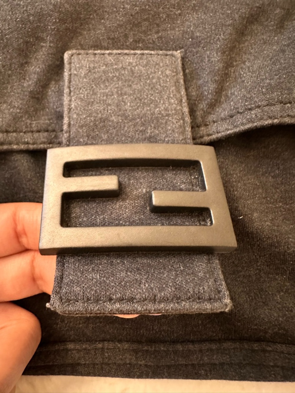 Fendi Baguette Charcoal Grey Cloth Shoulder Bag - Picture 5 of 9